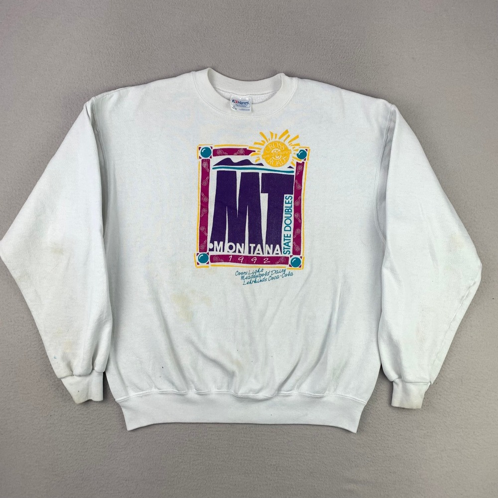 Vintage Crewneck Sweatshirt Adult XL 1992 Montana State Tennis Doubles Graphic